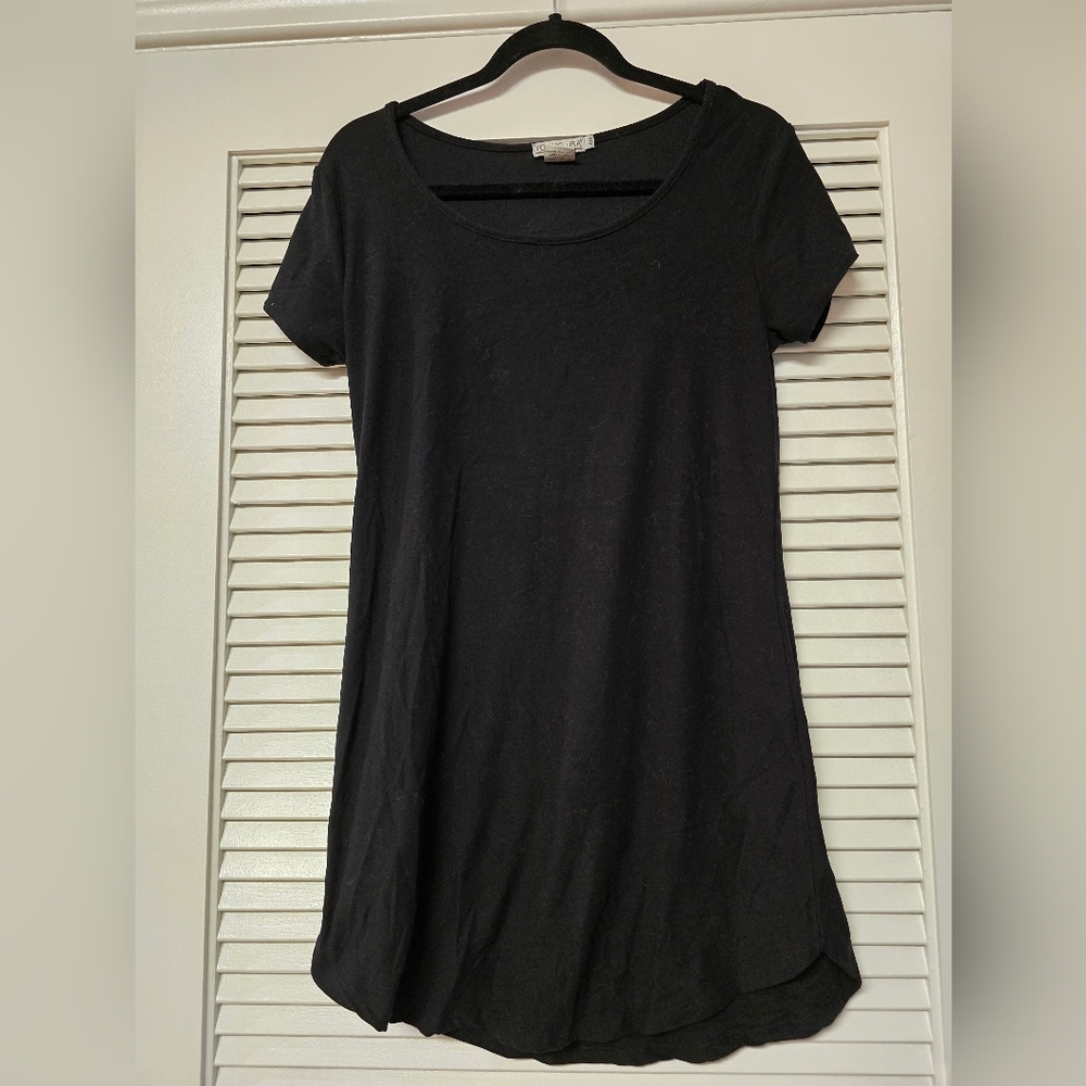 Young USA - Super Soft Black  Short-Sleeve Lightweight Shirt Dress